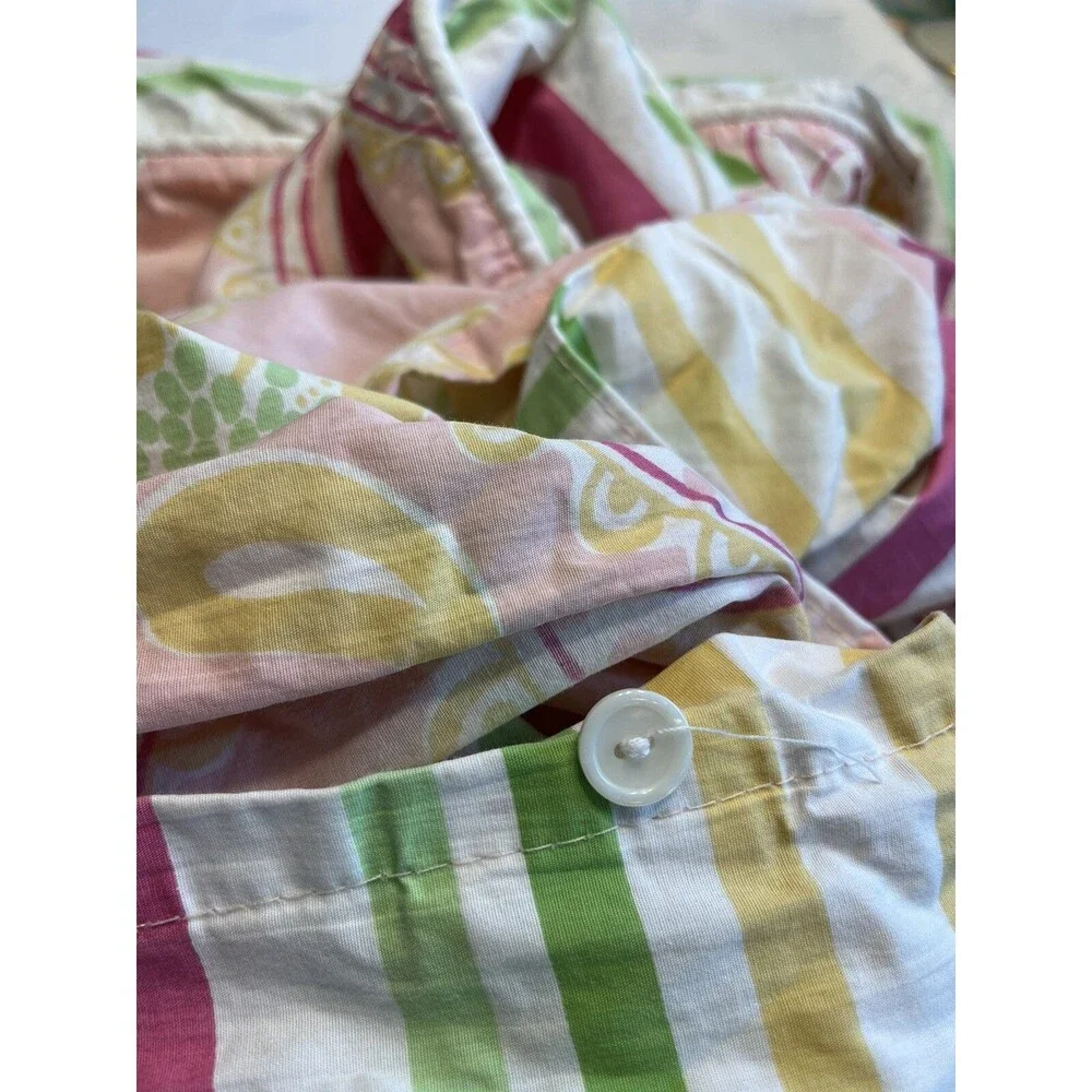 3pc Lilly Pulitzer Dan River Pink Paisley Floral Full/Queen Duvet Cover USA